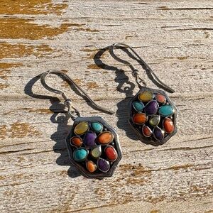 Colorful Multi-Gemstone Silver Earrings